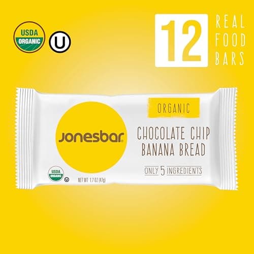 JONESBAR USDA Organic Fruit & Nut Bar, Non-GMO, Kosher, Vegan, Gluten Free, Simple Snack Bar (Banana Chocolate Chip 12 Count (Pack of 1)) - Thumbnail 3
