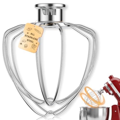6-Wire Whip Attachment Fits KitchenAid Tilt-Head Stand Mixer Replace K45WW, Stainless Steel, Egg Heavy Cream Beater, Cakes Mayonnaise Whisk (All Stainless Steel) - Image 1