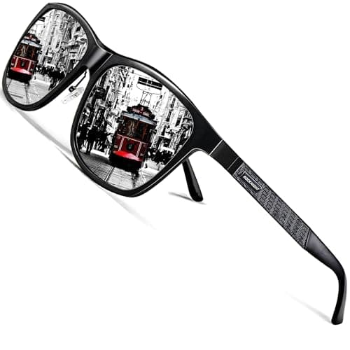 ROCKNIGHT HD Polarized UV Sunglasses for Men Silver Mirrored Sunglasses for Women Metal Square UV 400 Sunglasses Stylish - Image 1