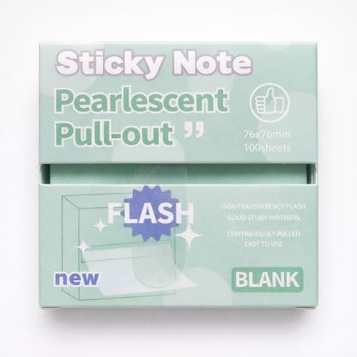 Myrthona Transparent Glitter Plastic Sticky Notes, Self-Stick & Waterproof, 100 Sheets, Pull-Out Design, Supplies for Office, School, and Study, for Post It Tabs, Book, Journaling, and Kitchen Memo