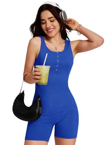 VUTRU Womens Jumpsuits Shorts Rompers Workout One Piece Bodysuits Ribbed Yoga Summer Vacation Outfits 2026 - Thumbnail 4