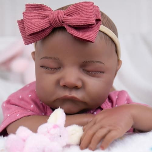 Milidool Reborn Baby Dolls Black Girl - 18-inch Realistic Baby Dolls, Lifelike Soft Vinyl Black American Doll, Nice Gift for Kids, Pre-Parents, Grand-Parents, Doll Collectors - Thumbnail 2