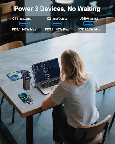 AsperX Laptop Power Bank, 27,600mAh 162.5W Aluminum Unibody PD3.1 Fast Charging Portable Charger Power Bank, 99.36Wh Battery Bank for MacBook Pro/Air/iPhone 16/iPad/S25 Ultra/Dell/HP (Flight-Approved) - Thumbnail 5