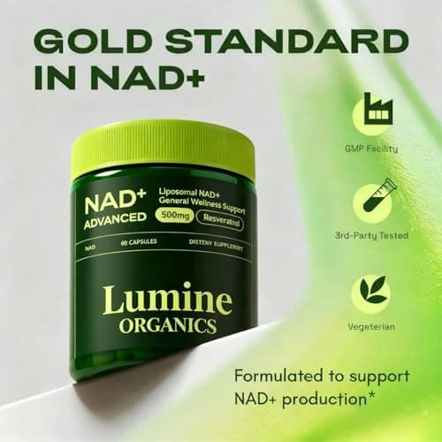1PCSLumine Organics NAD+ Supplement for Energy Metabolism Support, Liposomal Capsules Containing Resveratrol,Nicotinamide Ribosidean & Quercetin,Alternative to NMN Supplement,Gluten-Free,Vegan (1PCS) - Thumbnail 3