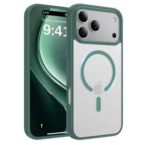 Shiiuou Magnetic for iPhone 17 Pro Case, [Anti-Slip] [Military-Grade Drop Protection] [Camera Protection] Skin-Friendly Slim Matte Shockproof Protective for iPhone 17 Pro Phone Case, Midnight Green
