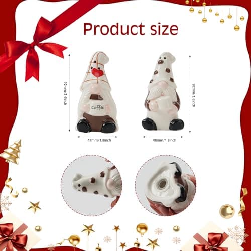 Hand-Painted Christmas Gnome Ceramic Salt Pepper Shakers Set(2-Pack)-Tabletop Spice Dispensers,Cute Farmhouse Kitchen Decor/Table Ornament,Fun Holiday Present for Valentine’S Day Gift For Her - Thumbnail 6