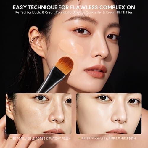 AINOCHI Flat Liquid Foundation Brush,Professional Soft-Focus Under Eye Concealer Brush with Premium Synthetic Fiber Blend for High-End Base Makeup,Precision Detail Highlighter & Flawless Blending,1pc - Thumbnail 6