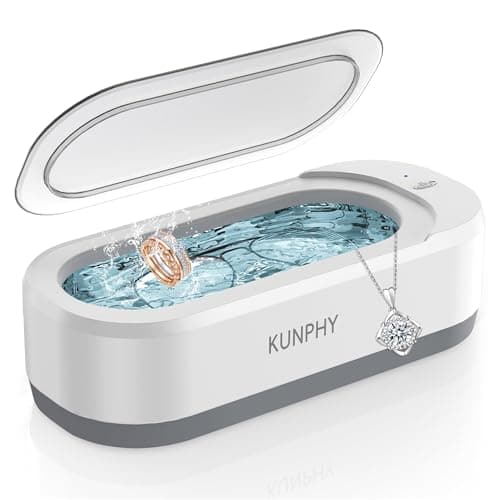 KUNPHY Ultrasonic Jewelry Cleaner, Jewelry Cleaner Machine 12oz 46KHz, Professional Sonic Cleaner with One-Touch Operation, Sonic Cleaner for Rings, Glasses, Jewelry, Dentures White - Image 1