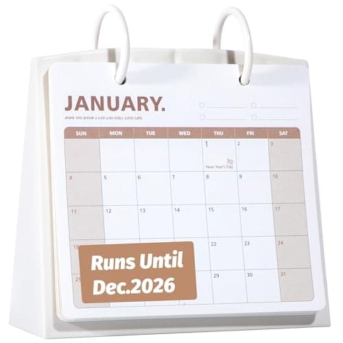 Bibiage Small Desk Calendar 2025-2026, Dec 2025 to Dec 2026, Monthly Decorative Flip Calendar for Desk with to Do List, Cute Desk Decor, Office Supplies, 7" x 6.5", White - Image 1