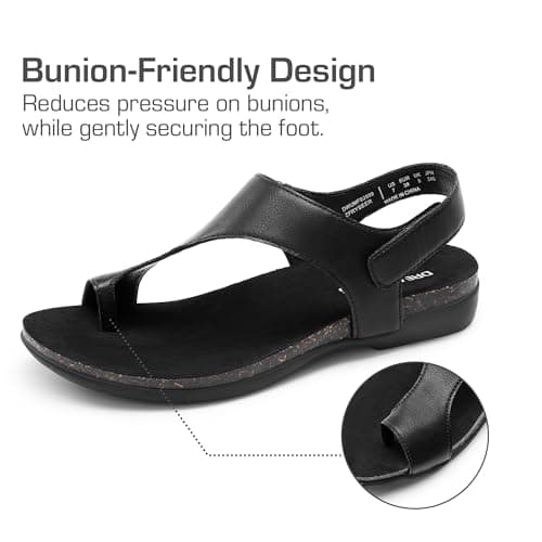 DREAM PAIRS Women's Comfortable Cork Footbed Arch Support Sandals Casual to Dressy Thong Walking Flat Sandals for Summer,Size 8.5,All Black,DWUMFS2509 - Thumbnail 4