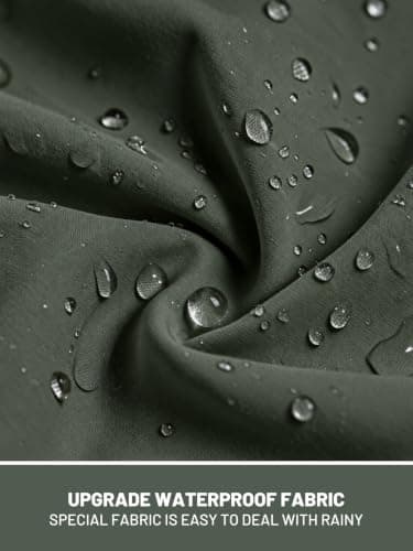 PITINAN Raincoat For Women Long Windbreaker Jacket Womens Rain Coat with Hood Outdoor Waterproof Trench Coat Lined Rain Jacket Women Waterproof Dark Green S - Thumbnail 3