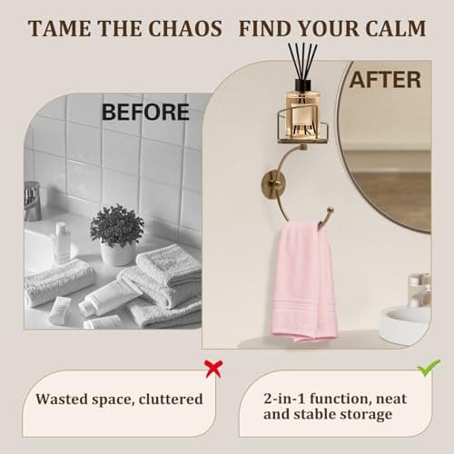 Hand Towel Holder for Bathroom with Vintage Wall Mounted Candle Holder, Rustproof Anti-Corrosion Alloy Unique Gold Towel Hook, Sturdy Coat Hanger for Vintage Kitchen Bathroom Decor and Accessories - Thumbnail 6