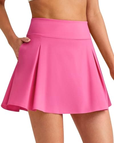 G4Free Golf Skorts for Women Summer Tennis Skirt with Shorts High Waisted Workout Skirts with Pockets Athletic Pickleball(Rose Pink,M) - Image 1