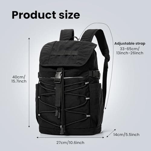 Kabibin Travel Backpack for Women Men, Carry On Laptop Backpack fits 16'' Laptop, Lightweight Waterproof Nylon Casual Daypack with Multiple Pockets, Basics Bag for Outdoor, School, Walking, Hiking. - Thumbnail 4