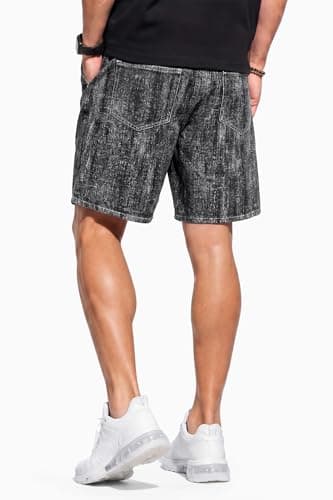 Heyfanee Mens Baggy Jorts Y2k Vintage Jean Shorts Men Big and Tall Oversized Denim Shorts for Men Loose Fit Black 46 - Thumbnail 2