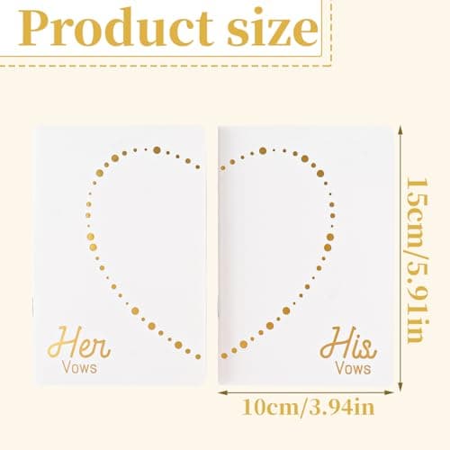 LERCTH Wedding Vow Books Set for Bride and Groom - Love Heart Gold Foil Journal for Wedding Ceremony and Bridal Shower - Thumbnail 3