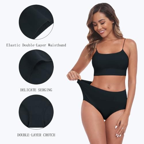 IWOLLENCE Womens Cotton Postpartum Underwear High Waisted Full Coverage Panties Plus Size & Regular - Thumbnail 3