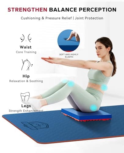 HAPBEAR Exercise Balance Pad - 15"x12" Non-Slip Textured Foam Balance Pad with 2-in-1 Stability & Massage - 2.2" Thick TPE Layer with Soft Cushioning + EVA Massage Layer for Physical Therapy, Core Training & Massage - Thumbnail 4