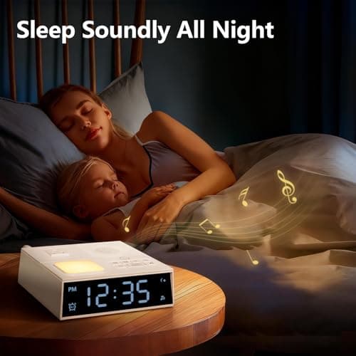 White Noise Sound Machine with Dual Alarm Clock - Soft Night Light 41 Non Looping Sounds USB Port Charger 3 Timers Memory Function 31 Adjustable Volume Sleep Sound Machine for Adult & Home Bedroom - Thumbnail 2