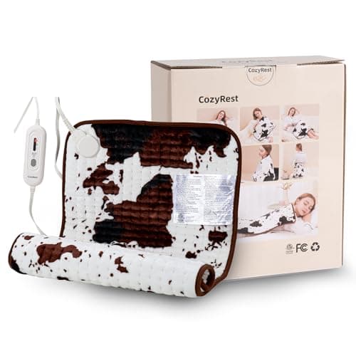 Cow Print Heating Pad 33×17 inch, 3 Heat Levels ＆ Auto Shut Off, Fast Heating, Soft Electric Heating Pads for Back, Neck, Abdomen, Shoulder, Knee, Arms, Legs,Washable (Brown Highland Cow, XL) - Image 1