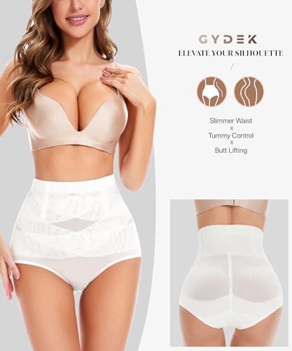 GYDEK Shapewear for Women Tummy Control Panties High Waisted Body Shaper Panty Girdle Seamless Shapewear Underwear-White - Thumbnail 3