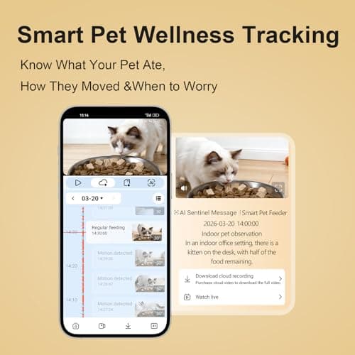 Automatic Cat Feeder with 2K Camera, 5G WiFi 6.5L Smart Pet Feeder for Cat & Small Dog, Automatic Dog Feeder with Night Vision, 2-Way Audio, Motion Detection, Feeding Schedule & App Control - Thumbnail 6