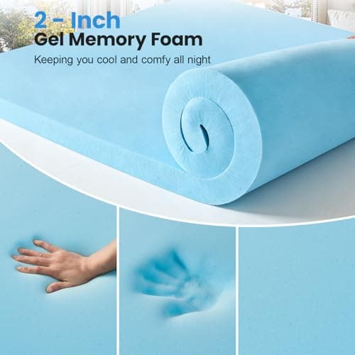 Easthome Twin Size Dual Layer 4 Inch Memory Foam Mattress Topper, 2 Inch Gel Memory Foam and 2 Inch Pillow Top Mattress Pad Cover, Thick Soft Bed Topper Medium Support for Back Pain, White - Thumbnail 4