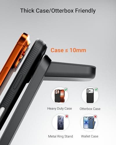 Eazpower Wireless Charger for Thick Cases of 10MM/Otterbox/Heavy Duty, 3 in 1 Charging Dock for iPhone 17 16 15 14 Pro Max, Phone Stand Charging Station for Multiple Devices for Apple Watch/AirPods - Thumbnail 2