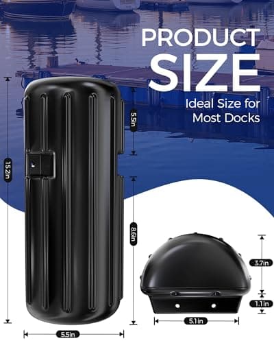 Dock Bumpers, Boat Dock Bumpers for Docking, Fenders Guards for Docking Marine-Grade Straight Dock Edge & Side, UV-Resistant, Vertical Protection, Includes Mounting Hardware - 2 Pack - Thumbnail 6