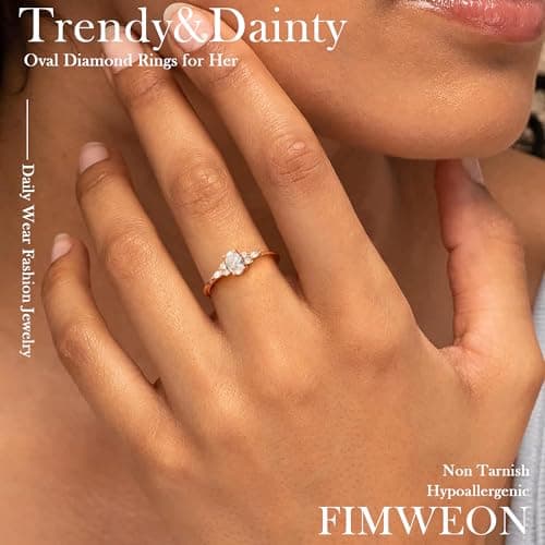 Fimewon Cubic Zirconia Rings for Women Pinky Rose Gold Plated Rings Dainty Promise Bands Trendy Jewelry Birthday Gifts for Women Size 8 - Thumbnail 2