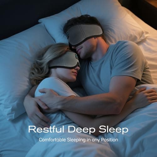 ZHENYEMEI 3D Sleep Mask with Bluetooth Headphones, Sleeping Headphones for Side Sleepers, Wireless Music Eye Mask with Ultra-Thin Stereo Speakers for Men, Women, Tech Gifts, Grey - Thumbnail 2