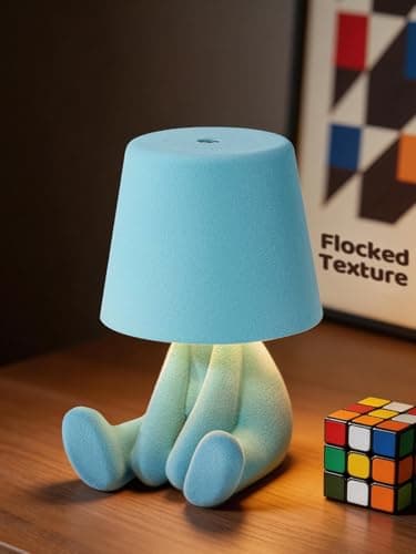 ytydo Human-Shaped Rechargeable Table Lamp: Flocked Texture - Softer Look & Warmer Presence for Desk Dorm and Tabletop Styling - Dimmable 3 Color Temps - Image 1