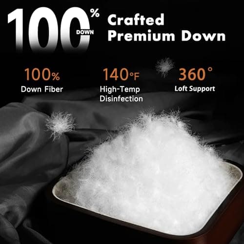 Baigee Goose Down Pillow Standard Size, Luxury Hotel Collection Bed Pillow for Sleeping,3-Chamber Design,Downproof,100% Cotton Shell (White, 19"x26") - Thumbnail 3