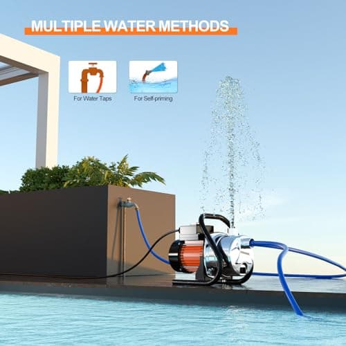 SHANGDA Water Transfer Pump 110V Shallow Well Pump 1.6HP 1800GPH Electric Portable Garden Pressure Booster Pumps for Sprinkler Irrigation Lawn with Adapters, Orange - Thumbnail 4