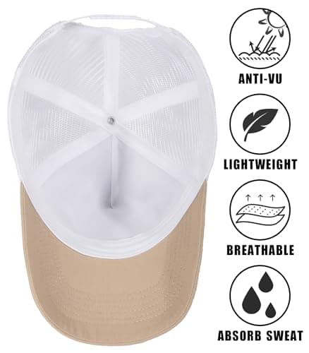 spxkd American Flag Trucker Hat,USA Hat for Men Women Snapback Baseball Cap Adjustable Breathable Mesh Side Durable Hats Outdoor(US, Alpha, Medium, 2 Pcs Khaki and Light Grew) - Thumbnail 3