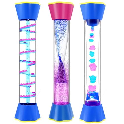 Cucue Sensory Fidget Tubes Set - Calming Toys for Kids - Sensory Tube with Glitter Bottle, Gravity Spinner, Bubble Drop Spiral Hourglass - Promotes Calmness & Independent Play (Motion Bubbler Tube, 3) - Image 1
