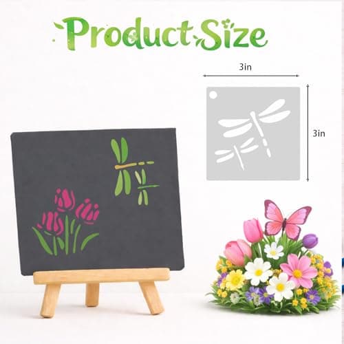 50 PCS Small Flower Stencils for Painting, Reusable Spring Stencils for Wood, Wall, Canvas & Cards, Holiday Crafts(3×3 Inch) - Thumbnail 3