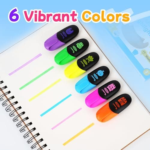 trailfun Pastel Highlighters Assorted Colors, Soft Chisel Tip Highlighter Marker Pens Smooth Writing No Bleed, Cute Markers Monster Design for Journaling Drawing, 6 Count– Back to School Supplies - Thumbnail 6