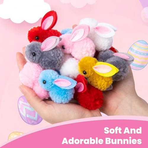 HIKISS 24 Pack Easter Eggs Filled Plush Bunny Toys, Mini Colorful Bunny Egg Fillers for Kids Toddler Boys Girls Easter Egg Hunt Classroom Prize Supplies Basket Stuffers Easter Party Favors - Thumbnail 2
