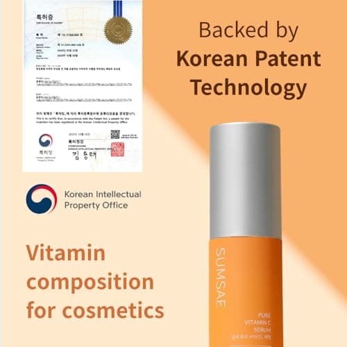 SUMSAE Pure Vitamin C Serum - Korean Skincare with Vitamin 10.5%, Waterless (No oxidation formula), Special Airless Pump, Brightening and Firming Skin, Improving Uneven/Dull Skin Tone, 30ml/1.01fl.oz - Thumbnail 3