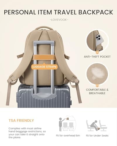 LOVEVOOK Laptop Backpack for Women with 40oz Tumbler Holder, Lightweight School Backpack Fits 17.3 Inch Laptop, Cute College Backpack for Work, Travel & Daily Commute - Thumbnail 6
