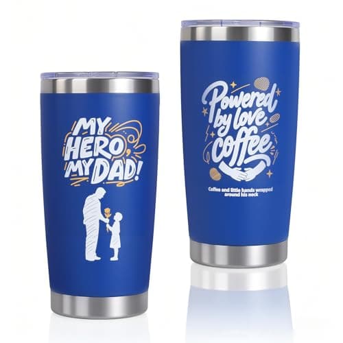Cazacomzy Gifts for Dad, 20oz Travel Tumbler from Daughter Son - Stainless Steel Insulated Cup with Lid, Leakproof Travel Mug for Coffee, Chrismas and Birthday Gift for Him,Blue - Image 1