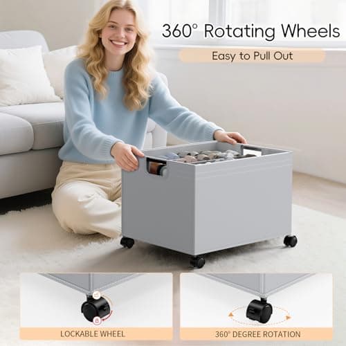 HOUSE AGAIN Shoe Organizer for Closet, Foldable Shoe Storage Organizer Box with Wheels and Adjustable Dividers, Sturdy Metal Frame Fits up to 16-32 Pairs, Large Shoes Storage with Clear Cover - Thumbnail 3