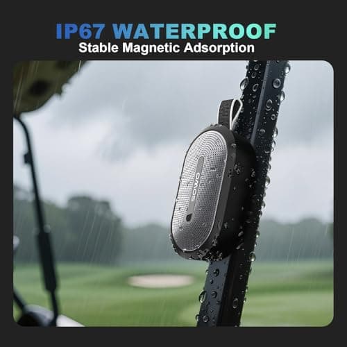 SOWO Wireless Portable Small Speaker, Ultra Magnetic Bluetooth Speaker for Golf Cart, Coverless IP67 Waterproof, 24 H Playtime, Pro Sound, Clip Hanging Design for Outdoor, Indoor - Black - Thumbnail 4