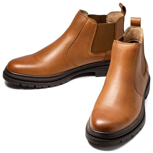OKKO Mens Chelsea Dress Boots, Genuine Leather Classic Comfortable Casual Slip On Ankle Boot for Men - Thumbnail 5