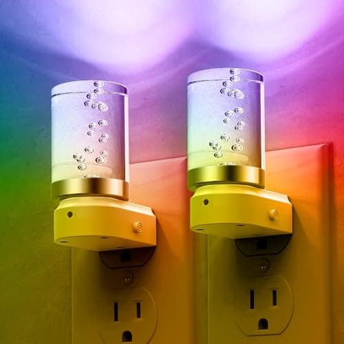 L LOHAS LED Night Light, Night Lights Plug into Wall, Color Changing Nightlight RGB with Dusk to Dawn Sensor, for Halloween, Christmas, Holiday, Hallway Bedroom Kids Room, 2 Pack - Image 1