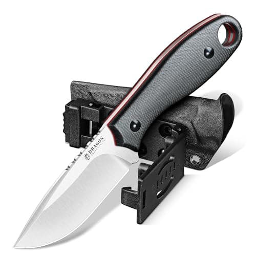 Dragon Creek Fixed Blade Knife - D2 Steel Small Pocket Knife with Adjustable Kydex Sheath for Camping Hiking Birthday Gift Men Grey - Image 1