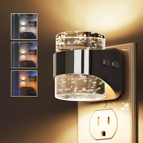 L LOHAS LED 3CCT Night Lights Plug into Wall, 3000K/4000k/5000K Adjustable Color Temperature Night Light,Bubble Nightlight with Dusk to Dawn Sensor for Rooms Bathroom Hallway