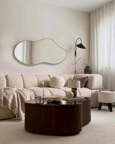 potijo Irregular Wall Mirror 24×40 Inch Wall Mirrors Decorative Gold Modern Asymmetrical Abstract Mirror for Bathroom Bedroom Living Room Entryway Hallway - Thumbnail 4