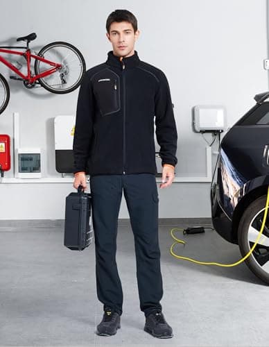 DURAWERK Fleece Jacket Mens Full Zip Lightweight Winter Jackets for Men Casual Outwear with Pockets for Hiking & Work - Thumbnail 3